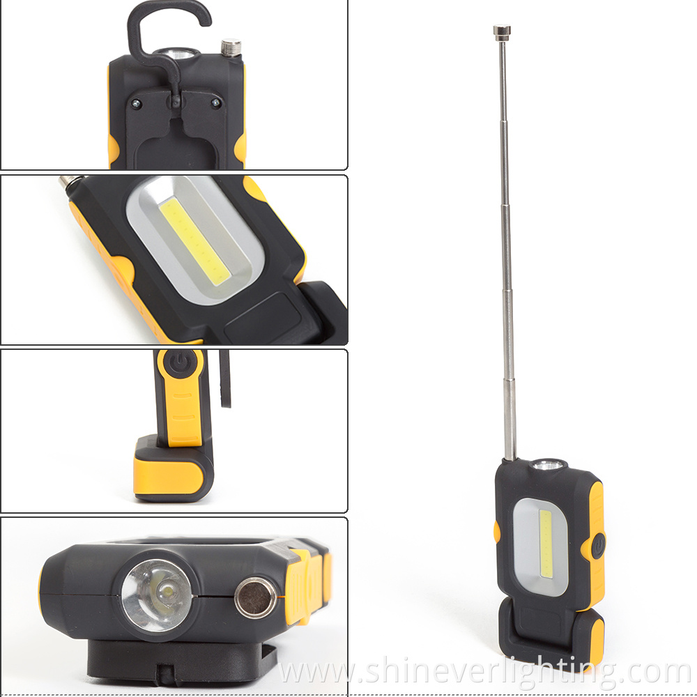 Portable COB LED work light with USB charger